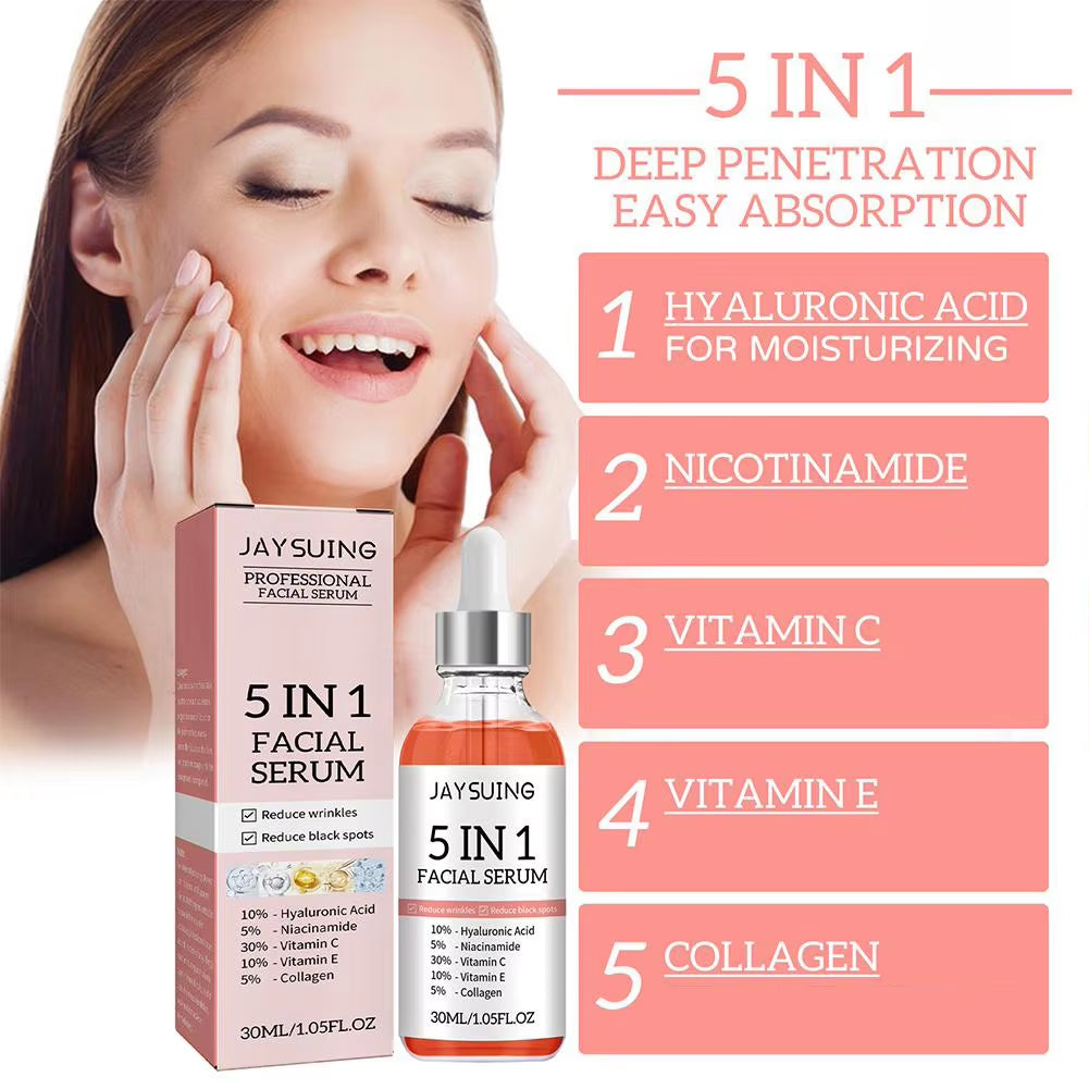 Sérum facial 5 en 1 con vitamina C y ácido hialurónico