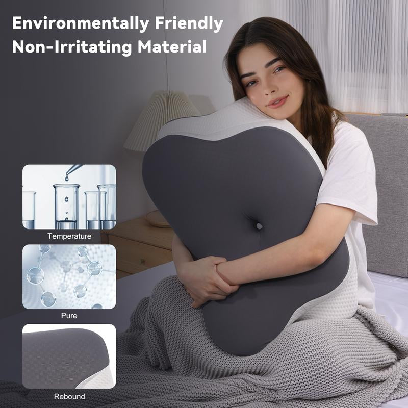 Vipfree Cooling Soft Neck Pillows, Ergonomic Memory Foam Cervical Pillows, Cervical Support & Relieves Neck & Relief Shoulder Pain, Mother'S Day Gift