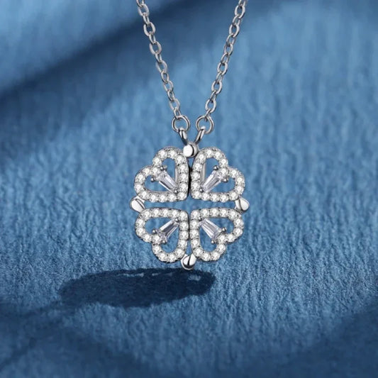 Stainless Steel Love Magnetic Pendant Necklace for Women Clover Necklace Heart Shaped Clover Necklace Pendant Jewelry Gift