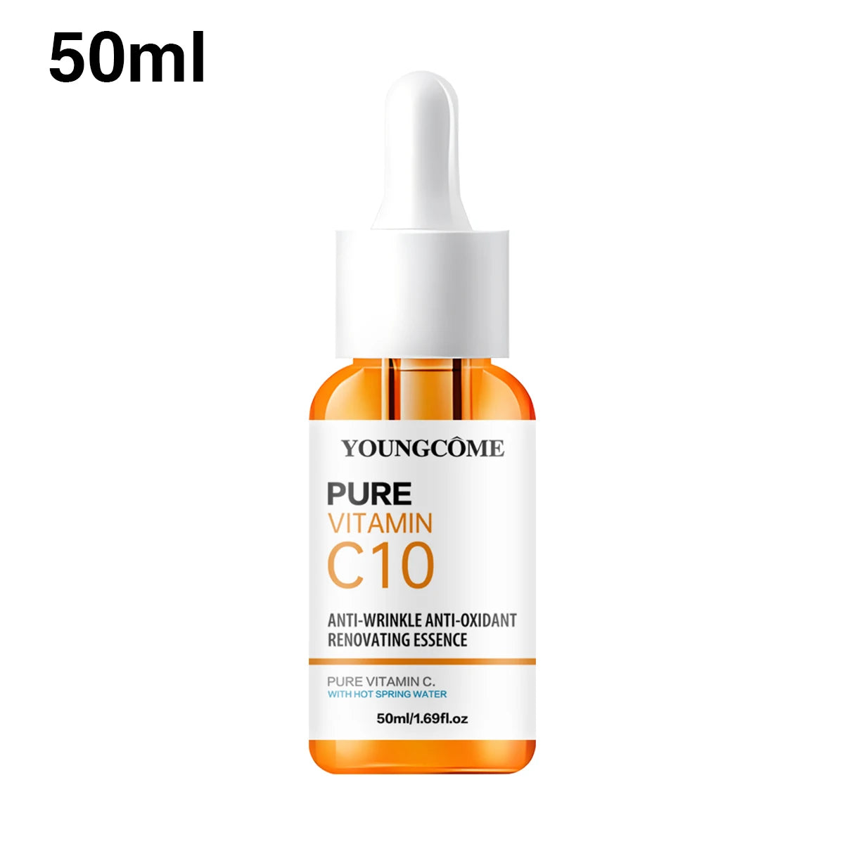 Sérum facial con vitamina C y ácido hialurónico: ilumina, hidrata, reduce líneas finas y repara piel opaca.