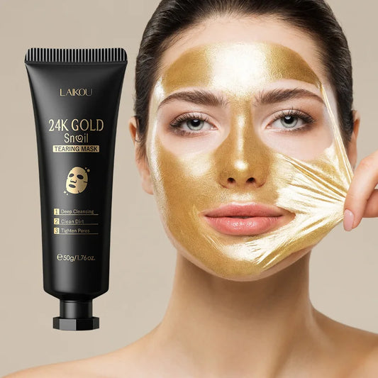 Mascarilla facial LAIKOU de oro y flor de cerezo: antiarrugas, aclarante, elimina puntos negros, tipo peel-off. Cuidado de la piel.