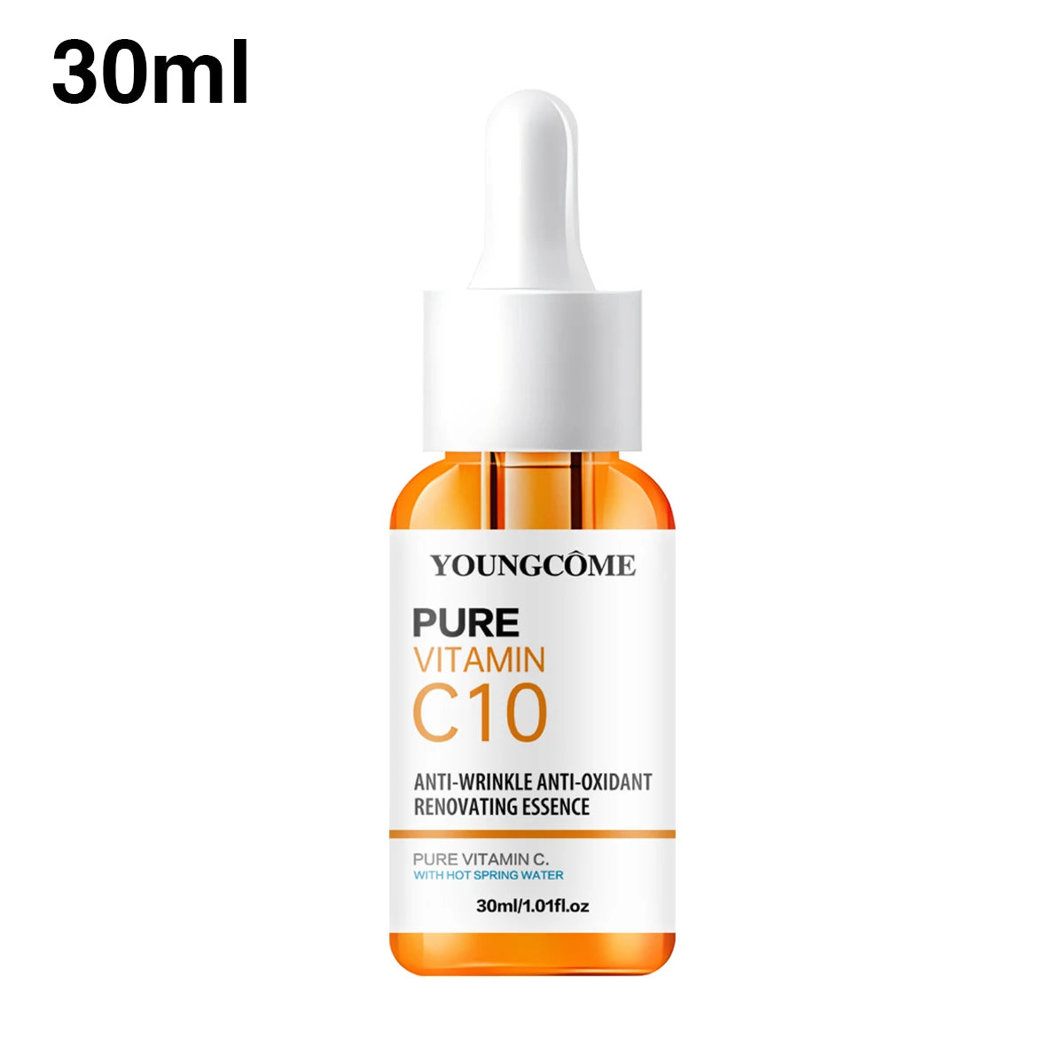 Sérum facial con vitamina C y ácido hialurónico: ilumina, hidrata, reduce líneas finas y repara piel opaca.