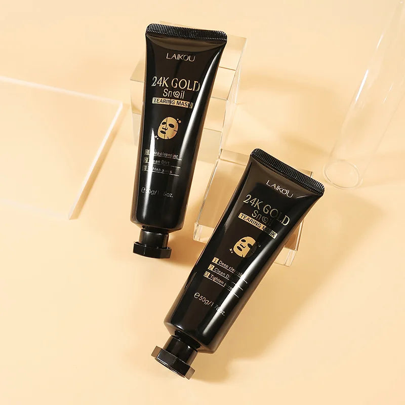 Mascarilla facial LAIKOU de oro y flor de cerezo: antiarrugas, aclarante, elimina puntos negros, tipo peel-off. Cuidado de la piel.