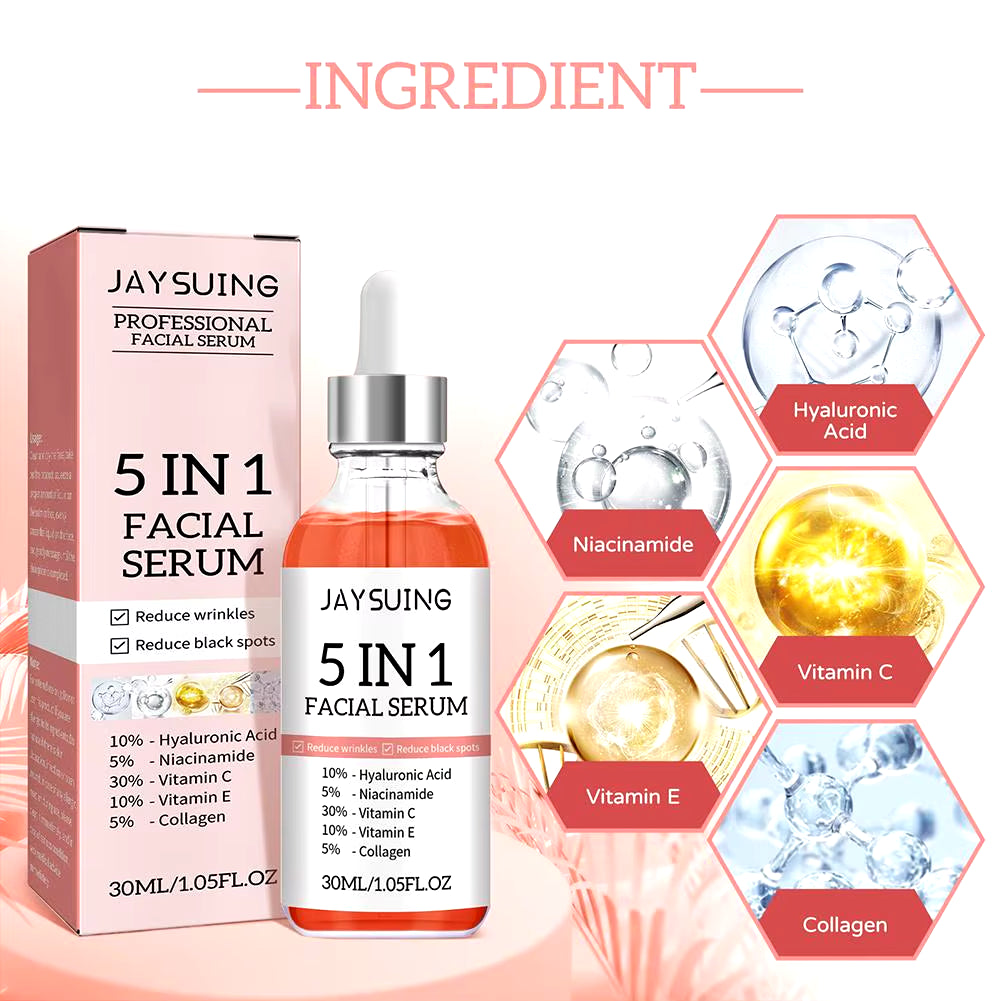 Sérum facial 5 en 1 con vitamina C y ácido hialurónico